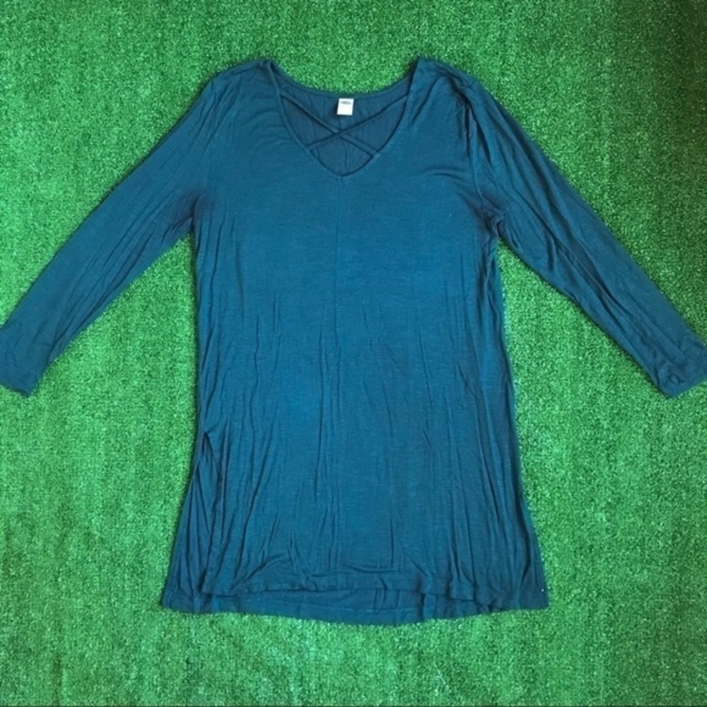 Old Navy Turquoise Criss Cross Long Sleeve